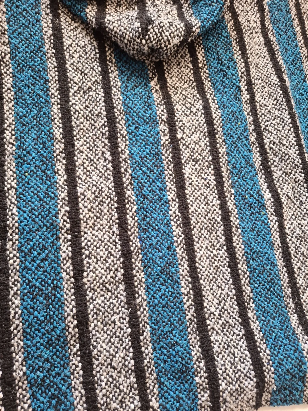 Oxxi Craft Mexican Baja Hoodie Turquoise Black Gray Woven Pullover